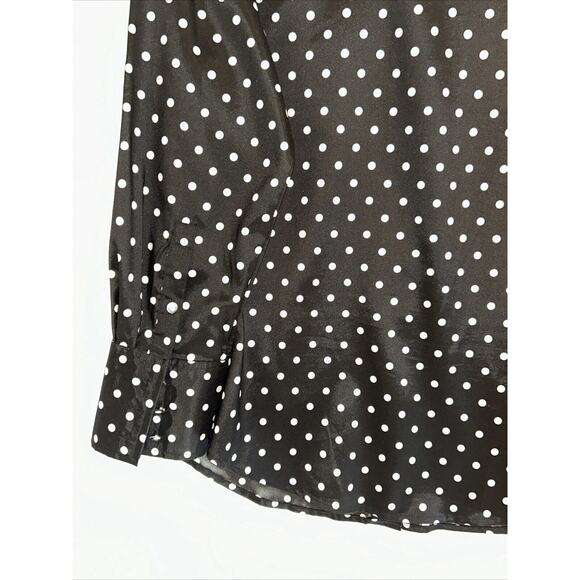 BCBG MAXAZRIA Womens XL Polka Dot Satin Button-Up Blouse Whimsigoth Preppy - Picture 12 of 14